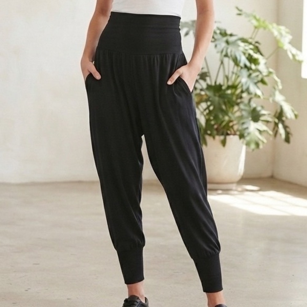 Aerie Womens‎ Black High Waisted Harem Jogger Pants Ribbed Waist XS